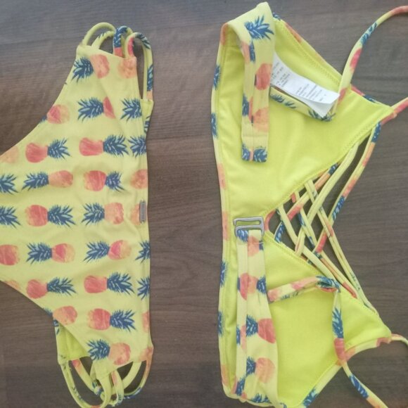 Hollister XS Bikini (Strappy Bright Neon Yellow Pineapples) - Picture 2 of 3